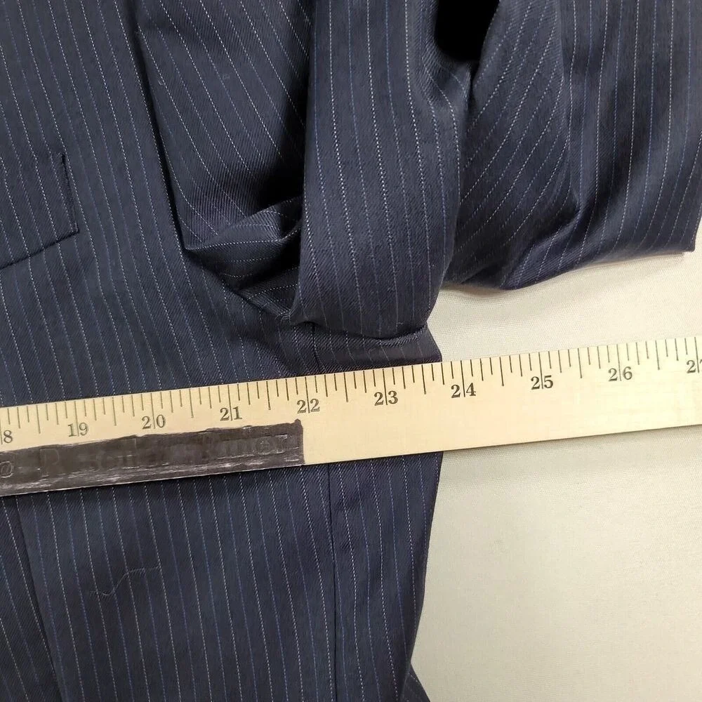 LRL Ralph Lauren Blazer Mens 46R 46 Navy‎ Blue Stripe Suit Jacket